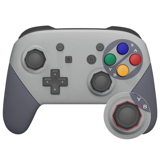eXtremeRate SFC SNES Classic EU Style Faceplate Backplate Handles Cover, Octagonal Gated Sticks Design DIY Replacement Grip Hous
