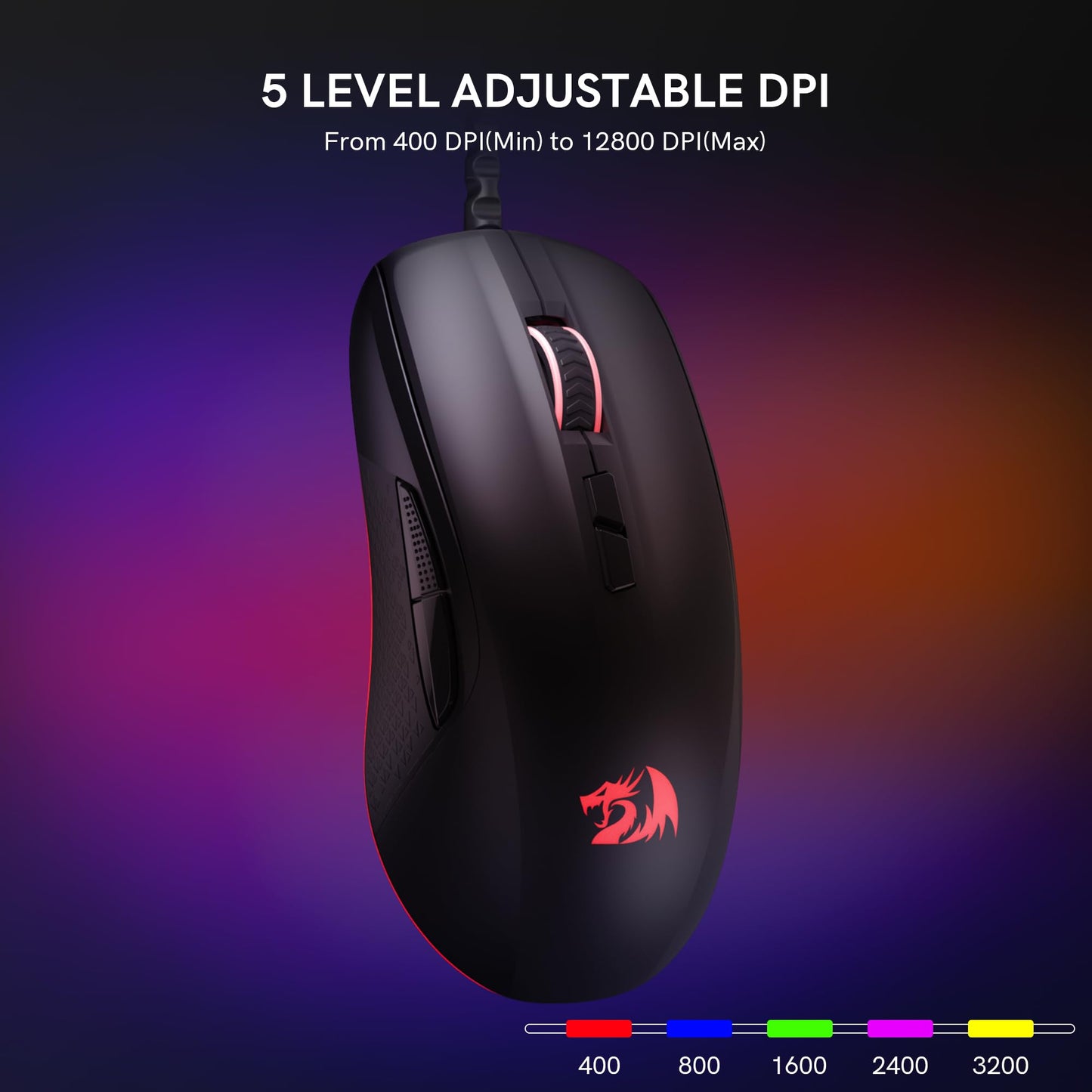 Redragon Wired Gaming Mouse M718-AIR - 12800 DPI, RGB Backlit, 7 Programmable Buttons, Cool Corded Optical Design for PC/Laptop/Gamer