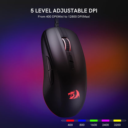 Redragon Wired Gaming Mouse M718-AIR - 12800 DPI, RGB Backlit, 7 Programmable Buttons, Cool Corded Optical Design for PC/Laptop/Gamer