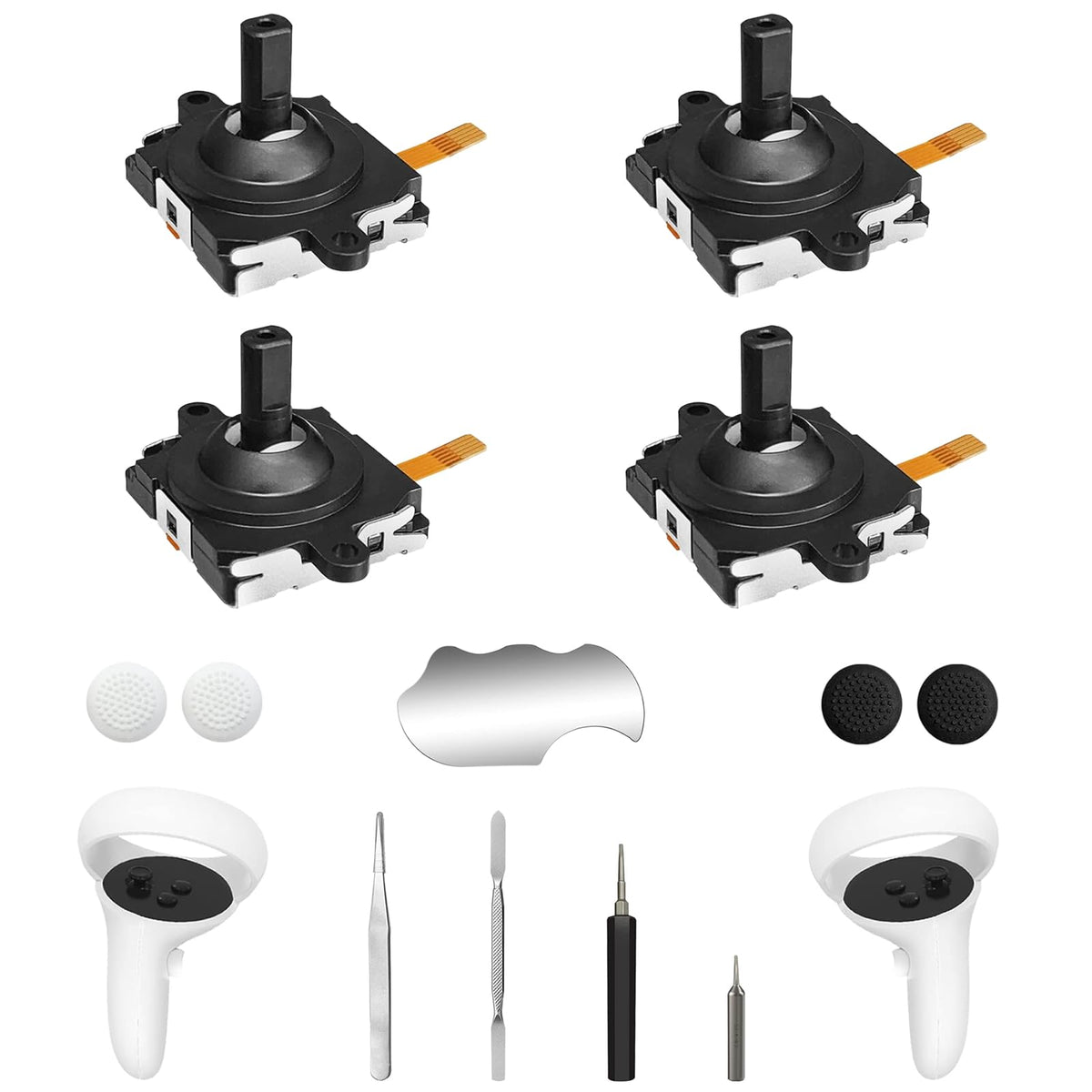 Joystick Replacement Kit for Oculus Quest 2 Controller/ Meta Quest 2 Controller  Repair Accessories for Oculus Quest 2 Controller  (Black (13-in-1))