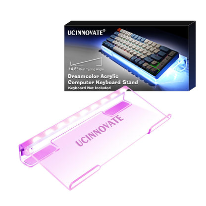 UCINNOVATE RGB Acrylic Keyboard Stand - Mini LED Backlit, 60% Size, Ergonomic Tilt for Home & Office Use