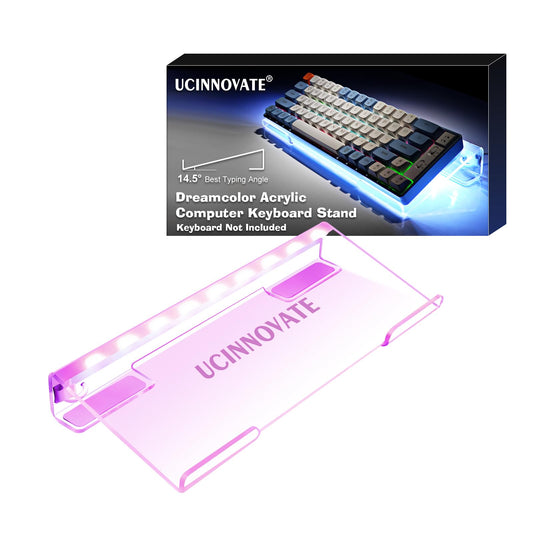 UCINNOVATE RGB Acrylic Keyboard Stand - Mini LED Backlit, 60% Size, Ergonomic Tilt for Home & Office Use