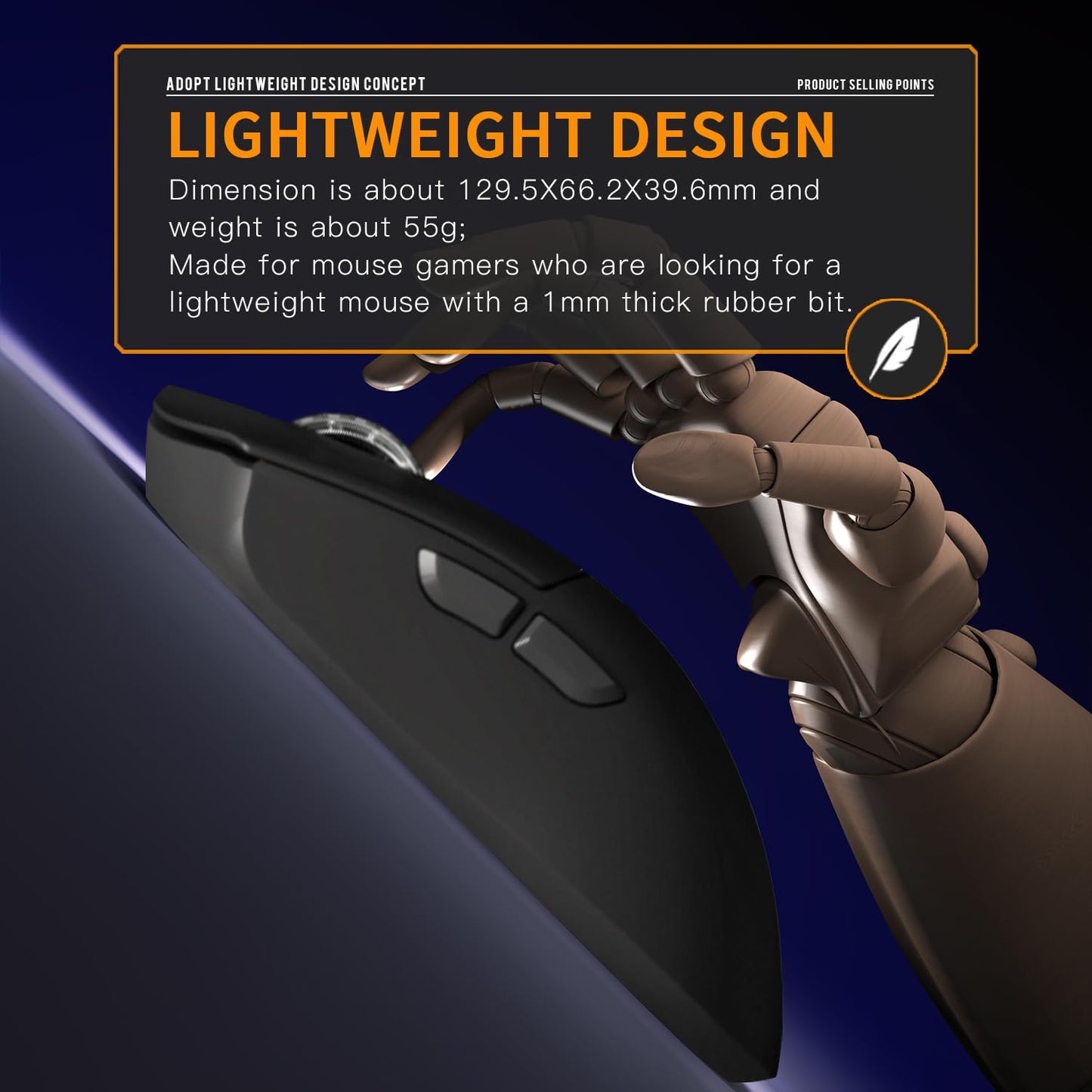 Darmoshark M3 Pro Wireless Gaming Mouse - Tri-Mode 2.4G/USB-C/Bluetooth, 26KDPI, Lightweight 55g, Black