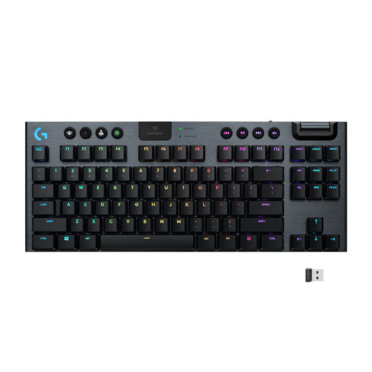 Logitech G915 TKL Tenkeyless Lightspeed Wireless RGB Mechanical Gaming Keyboard  Low Profile Switch Options  LIGHTSYNC RGB  Advanced Wireless and Bluetooth Support - Tactile (Renewed)