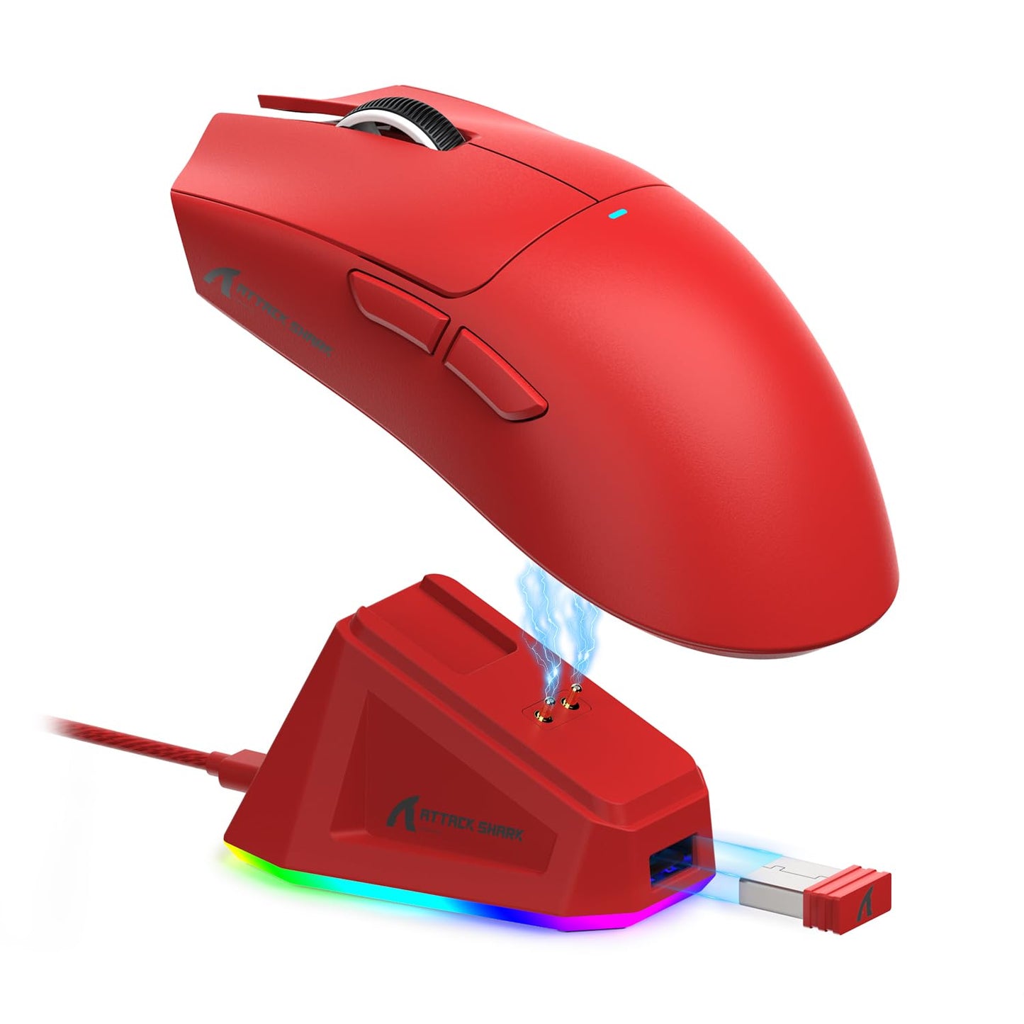 ATTACK SHARK X11 Wireless Gaming Mouse, RGB Charging Dock, 22K DPI, 2.4G/USB-C/BT, 5 Buttons, Red