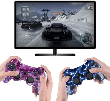 Burcica PS3 Wireless Controller 2 Pack - Motion Sense, Dual Vibration, Transparent Green & Blue