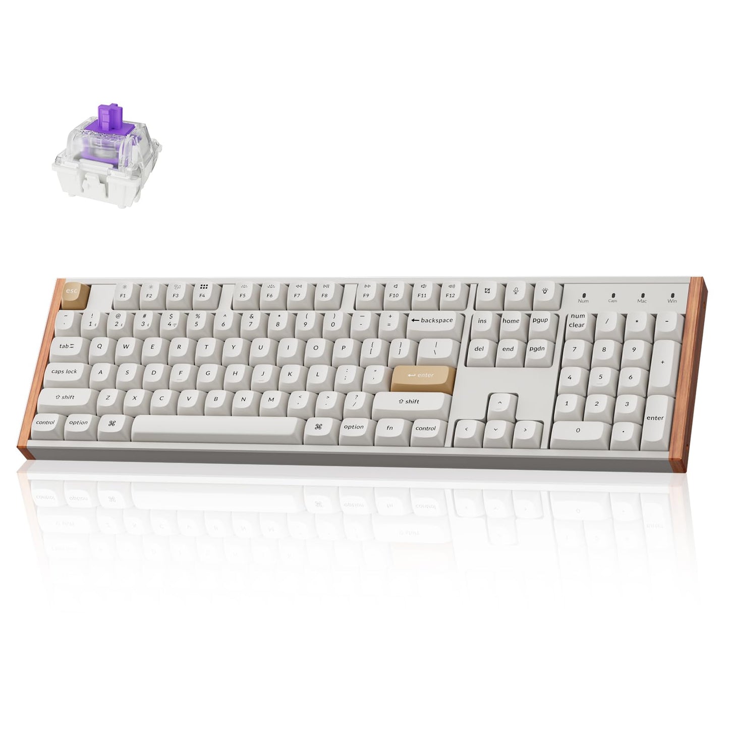 Keychron K10 HE Hall Effect Keyboard Wireless  Magnetic Switch Hot Swappable  Adjustable Actuation Rapid Trigger Mode with Aluminum + Wood Frame  Full-Size Custom RGB for Mac Windows Linux - White