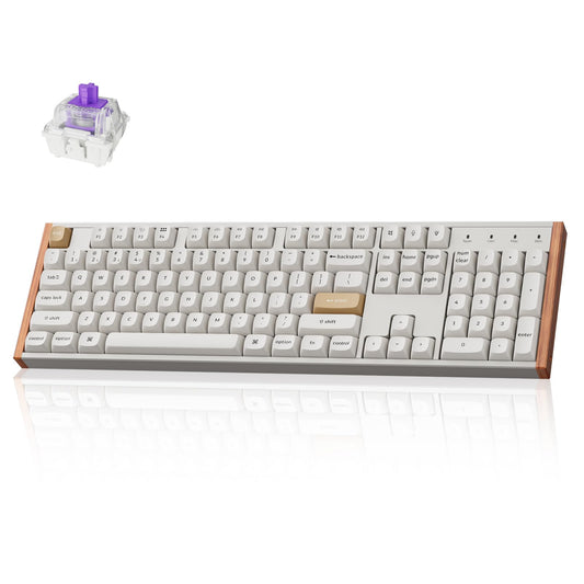 Keychron K10 HE Hall Effect Keyboard Wireless  Magnetic Switch Hot Swappable  Adjustable Actuation Rapid Trigger Mode with Aluminum + Wood Frame  Full-Size Custom RGB for Mac Windows Linux - White
