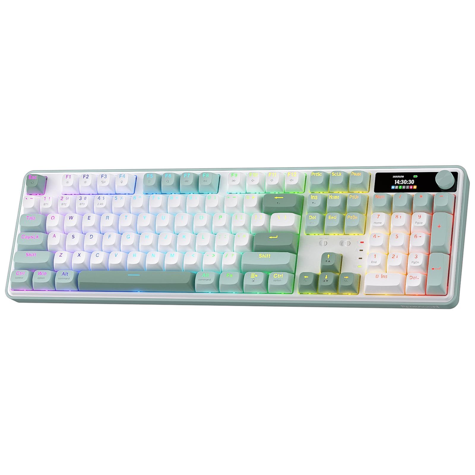 Redragon K761 Wireless Gasket Gaming Keyboard w/Hype Screen & Knob, 104 Keys Mechanical Keyboard, Easy-Control 1.14 TFT Info Dis