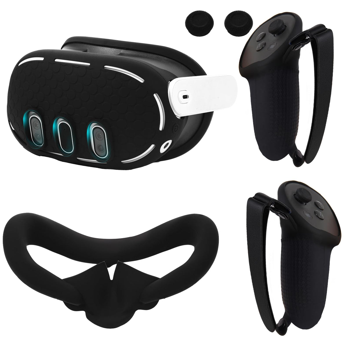 VR Accessories Set for Meta Quest 3 Controller Grip and 2Pcs VR Silicone Face Pad VR Shell Protection Cover VR Controller Thumbstick Covers