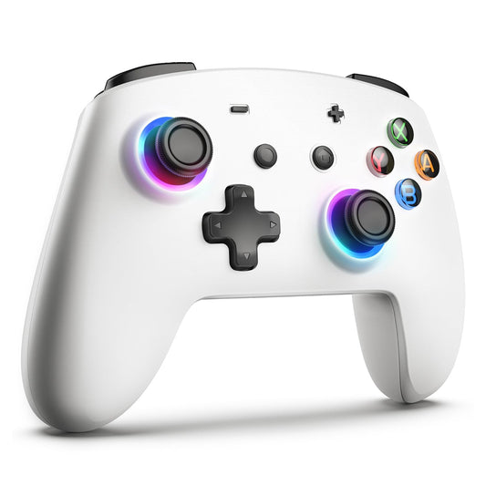 ECHTPower Switch Pro Controller - Wireless Gamepad with LED Light, Dual Vibration, Macro Buttons, Gyroscope - White, Model SP02