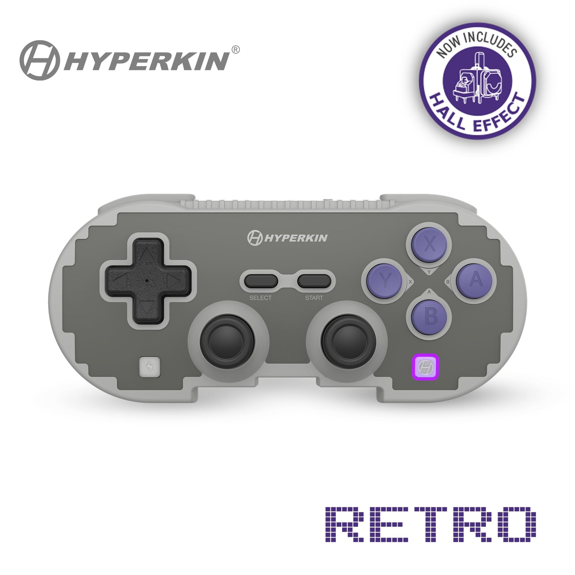 Hyperkin Retro Pixel Art Wireless Gaming Controller with Hall Effect Joystick  Bluetooth PC Controller with 15H Battery Life for Nintendo Switch  Switch 2/OLED/Lite  Steam  Windows 10/11  Android  iOS
