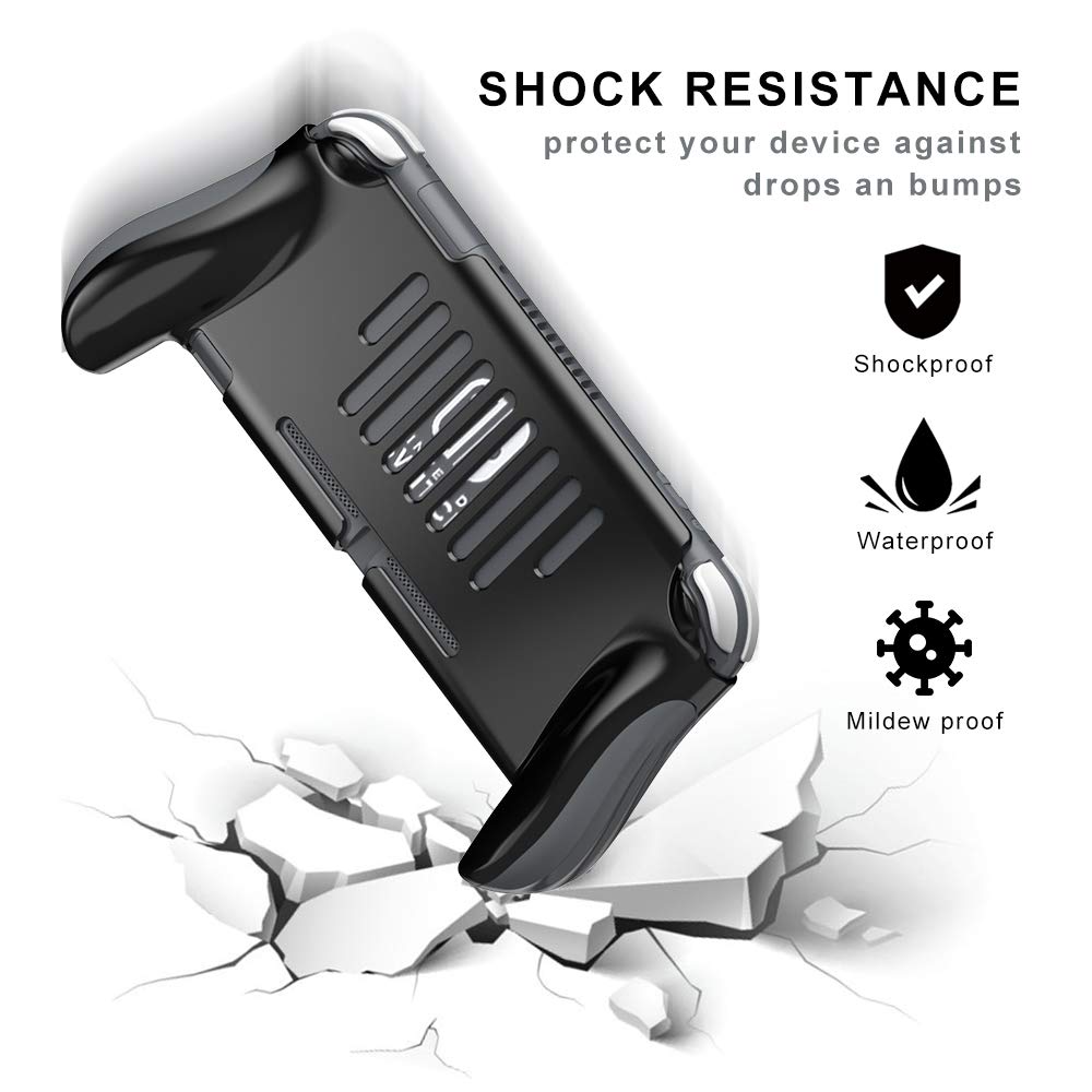 Fashion Y Grip Case for Nintendo Switch Lite, Ergonomic Black Protective Handle, Model SS-123, Durable ABS Material