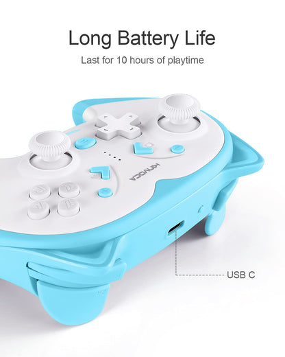 KINVOCA Wireless Controller for Nintendo Switch - Turbo, Vibration, Motion, Blue, Model EG09A