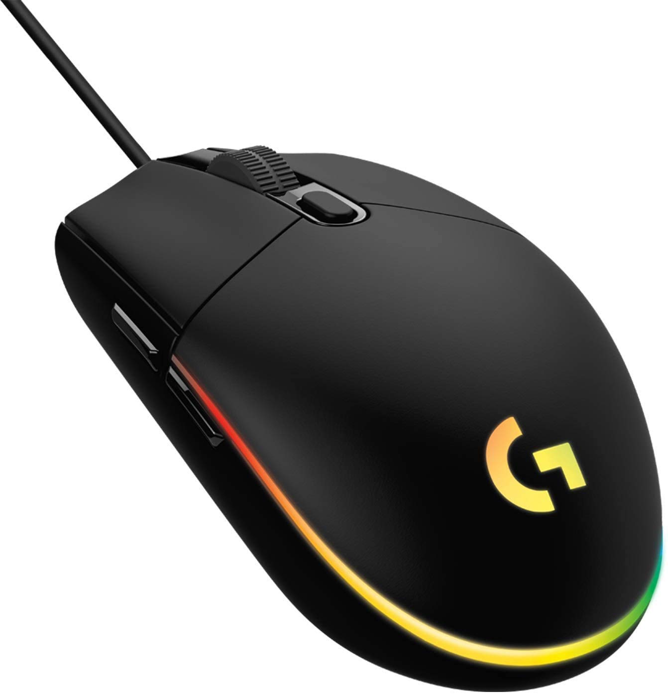 Logitech G203 LIGHTSYNC Wired Gaming Mouse  8 000 DPI  Rainbow Optical Effect RGB  6 Programmable Buttons  On-Board Memory  PC/Mac Computer  Laptop Compatible - Black (Renewed)
