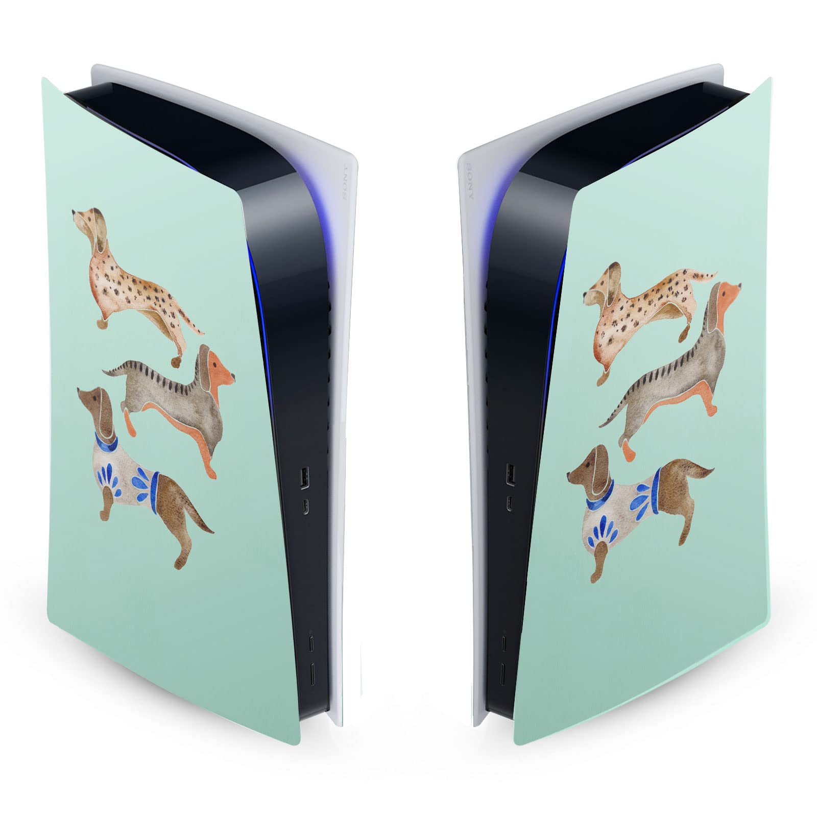 Head Case Designs Officially Licensed Cat Coquillette Dachshunds Art Mix Vinyl Faceplate Sticker Gaming Skin Decal Cover Compatible With Sony PlayStation 5 PS5 Digital Edition Console