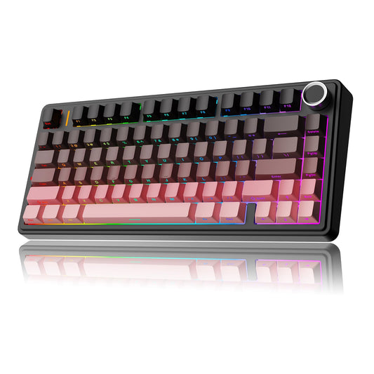 MechLands Aula F75 PRO 75% Wireless Gaming Keyboard  Gasket Mechanical Custom Keyboard with Five-Layer Padding  Bluetooth/2.4GHz/USB-C  Hot Swappable  Knob  RGB  Reaper Switches (Black Pink)