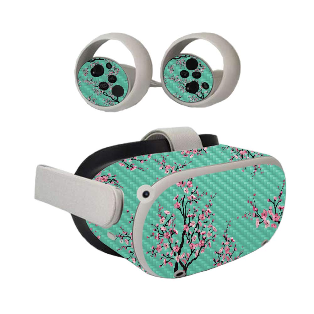 MightySkins Carbon Fiber Skin Compatible with Oculus Quest 2 - Cherry Blossom Tree | Protective  Durable Textured Carbon Fiber Finish | Easy to Apply | Made in The USA
