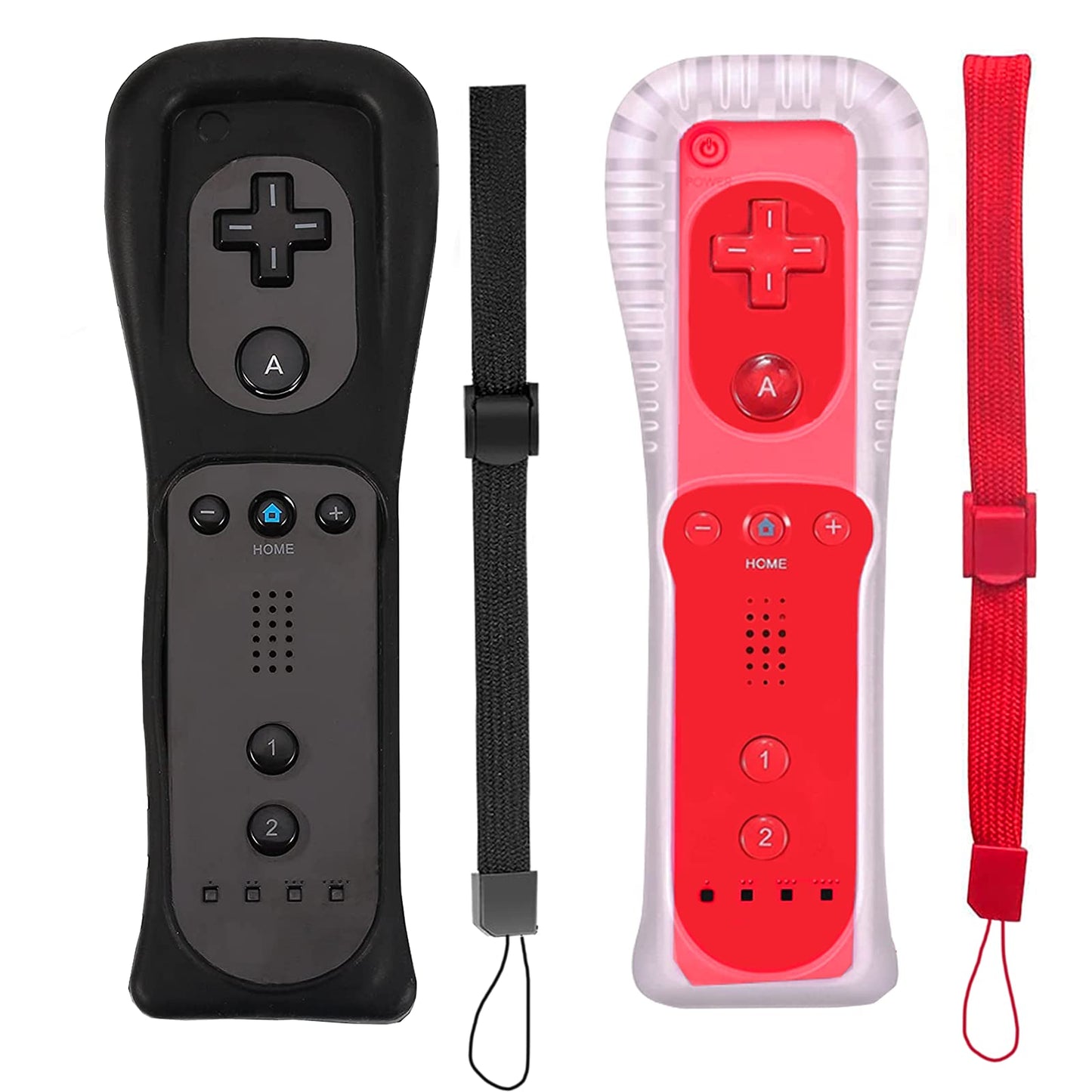 PGYFDAL 2 Packs Classic Remote Controller Compatible for Wii Wii U Console  Gamepad with Soft Silicone Sleeve and Wrist Strap (Black and Red)