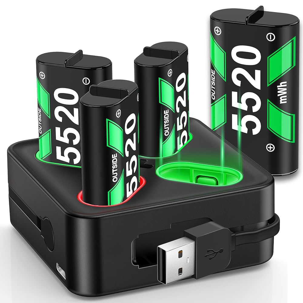 Rechargeable X1 One Controller Battery Pack Charger with 4x5520mWh Max Capacity for X1 Series X Battery  X1 One Charging Accessories Kit for X1 One Series X/S/X1 One/X/S/Elite Controllers