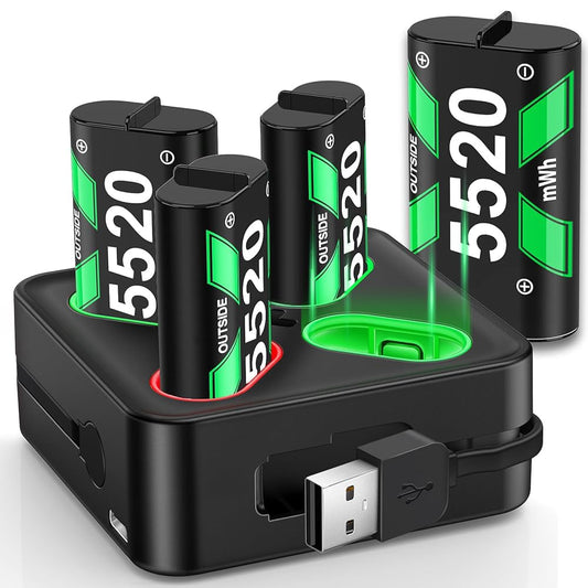 Rechargeable X1 One Controller Battery Pack Charger with 4x5520mWh Max Capacity for X1 Series X Battery  X1 One Charging Accessories Kit for X1 One Series X/S/X1 One/X/S/Elite Controllers