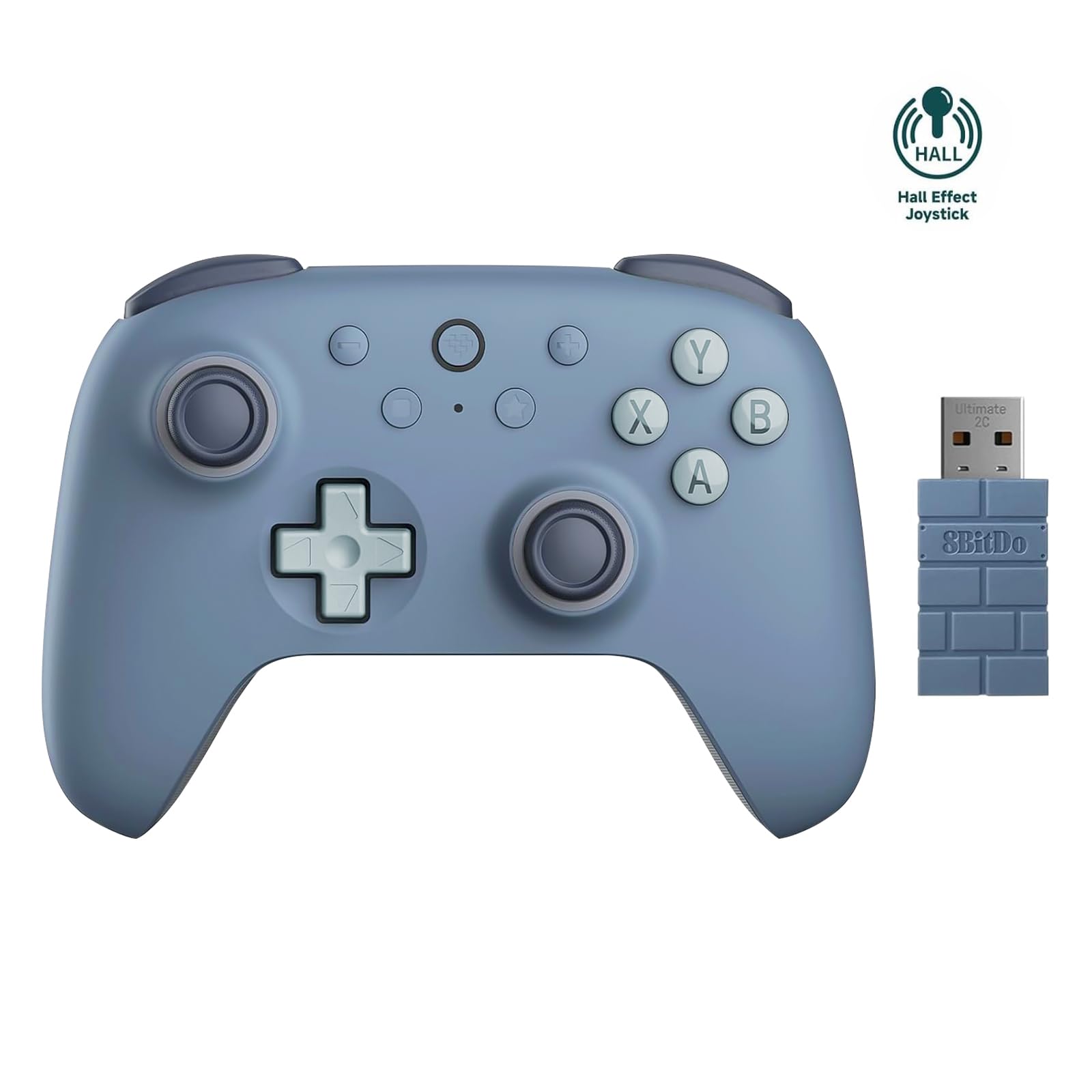 8Bitdo Ultimate 2C Wireless Controller for Windows PC and Android  with 1000Hz Polling Rate  Hall Effect Joysticks and Hall Triggers  and Remappable L4/R4 Bumpers (Dark Blue)