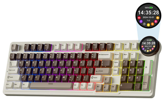 RK ROYAL KLUDGE N99 Wireless Mechanical Keyboard with Screen & Knob  BT/2.4G/USB-C  96% Hot Swappable Custom Keyboard  Pre-lubed Linear Switches  7500mAh Battery  98 Keys