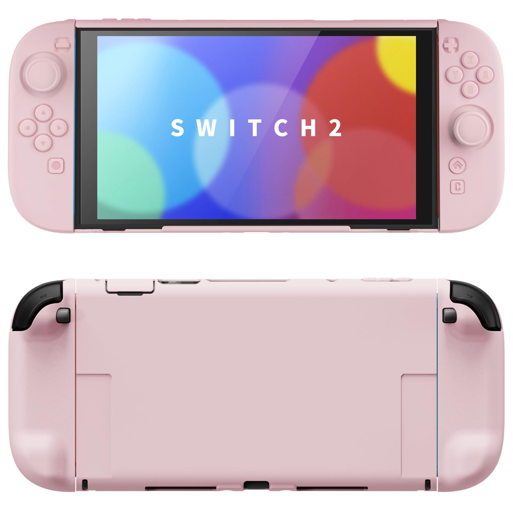 PlayVital Hard Case for Nintendo Switch 2 with Extra Stand & Thumb Grip Caps | Split Design  Dockable Protective Full-Body Shell Cover for Nintendo Switch 2 | Solid Color Series  Cherry Blossoms Pink