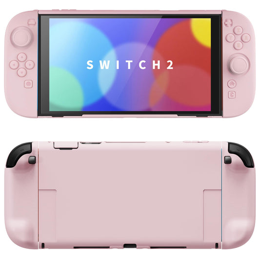 PlayVital Hard Case for Nintendo Switch 2 with Extra Stand & Thumb Grip Caps | Split Design  Dockable Protective Full-Body Shell Cover for Nintendo Switch 2 | Solid Color Series  Cherry Blossoms Pink