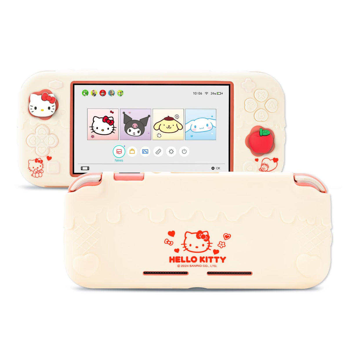 Kuitmor Switch Lite Protective Case Soft Silicone Protective Cover Case Anti-Scratch Protector for Switch Lite with 2 Thumb Grip Caps - HLK Off White