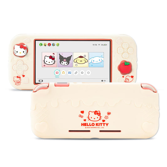 Kuitmor Switch Lite Protective Case Soft Silicone Protective Cover Case Anti-Scratch Protector for Switch Lite with 2 Thumb Grip Caps - HLK Off White