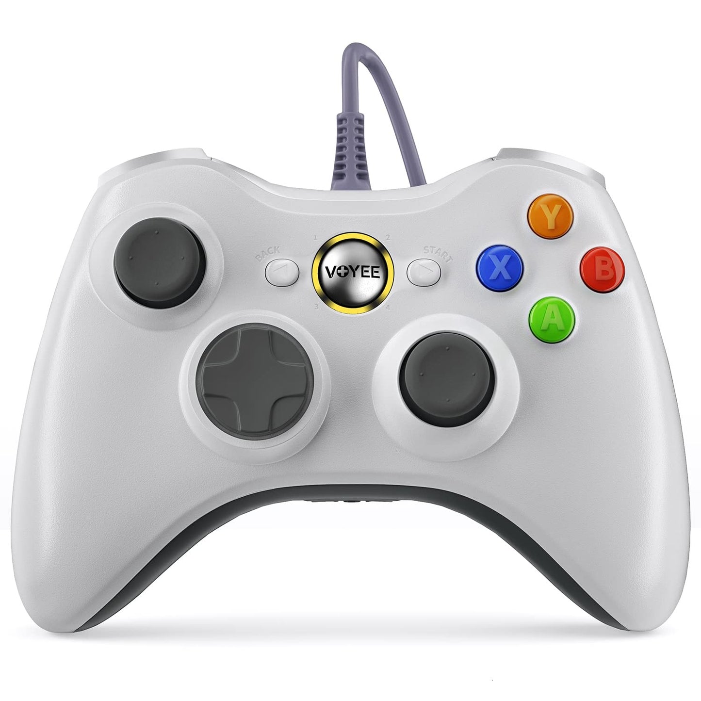 VOYEE PC Controller  Wired Controller Compatible with Microsoft Xbox 360 & Slim/PC Windows 10/8/7  with Upgraded Joystick  Double Shock | Enhanced (White)