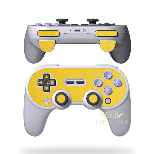 SopiGuard Skin for 8BitDo SN30 Pro+ Controller Precision Cut Vinyl Sticker Wrap (Carbon Yellow)