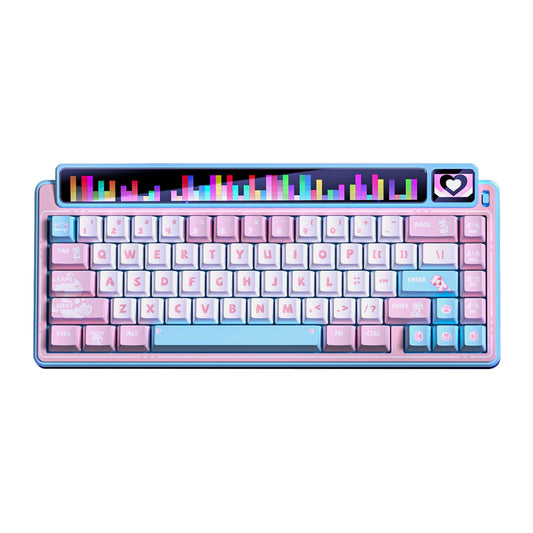 x Aula AMG65 Mechanical Gaming Keyboard w/Dual Screen  65% Wireless Small Custom Keyboard RGB Bluetooth/2.4G/Wired  Rapid Trigger  Hot Swappable for Windows Laptop PC Mac - Pink/Blue