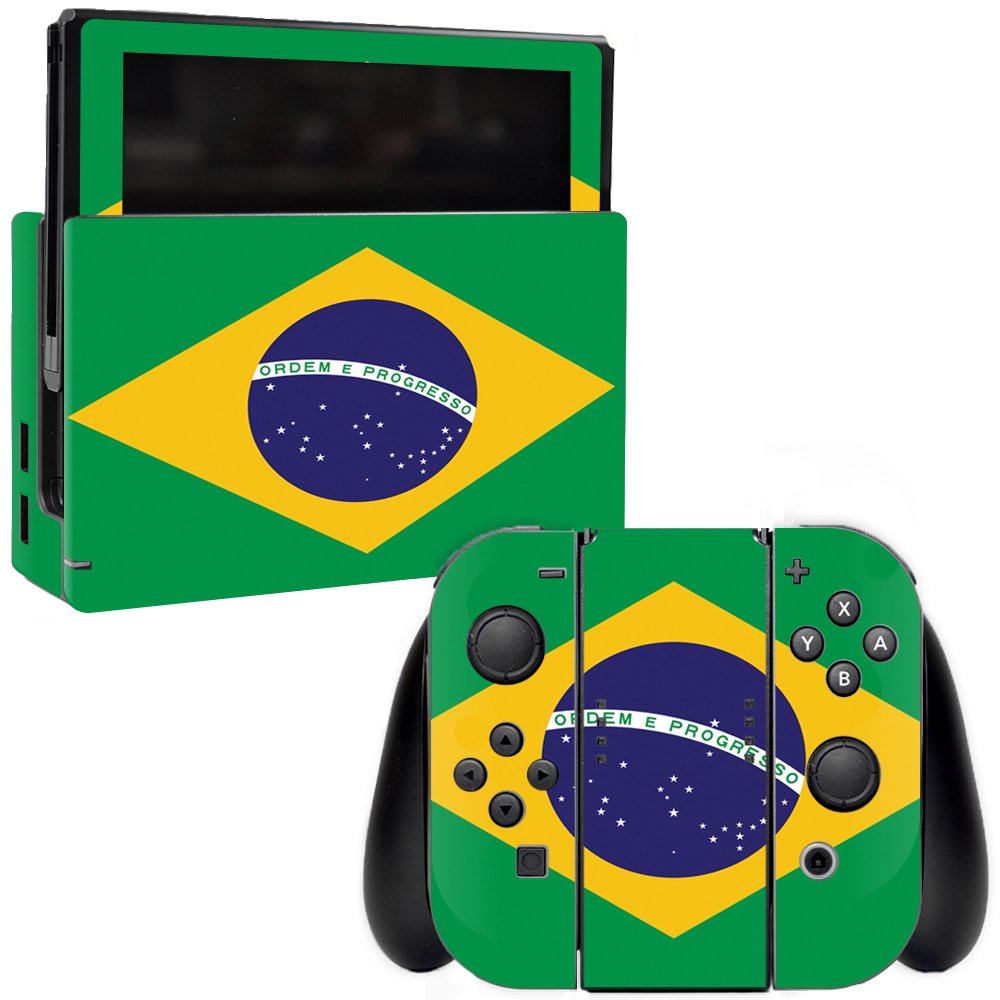 MightySkins Skin Compatible with Nintendo Switch wrap Cover Sticker Skins Brazilian Flag