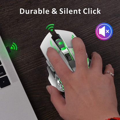 Uciefy Q85 Wireless Gaming Mouse - 2.4G LED Optical, Silent, 3 DPI Settings, Ergonomic Design, Silver