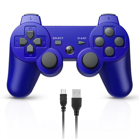 Powerextra PS-3 Wireless Controller - Rechargeable, Double Shock, Blue