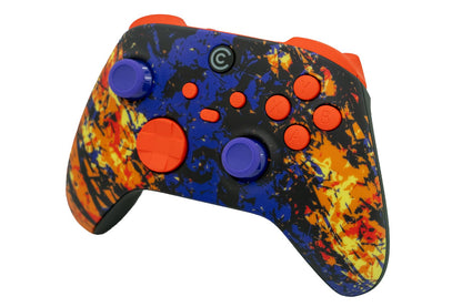 Custom Controllerzz Wireless Controller for Xbox & PC - Inferno Galaxy with Orange Inserts