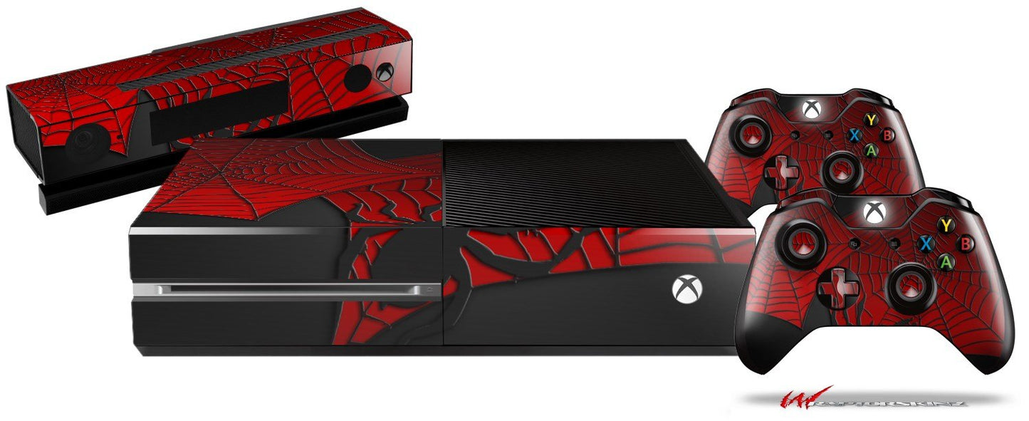 Spider Web - Holiday Bundle WraptorSkinz Decal Style Vinyl Skin Wrap compatible with XBOX One Original Console, Kinect and 2 Con