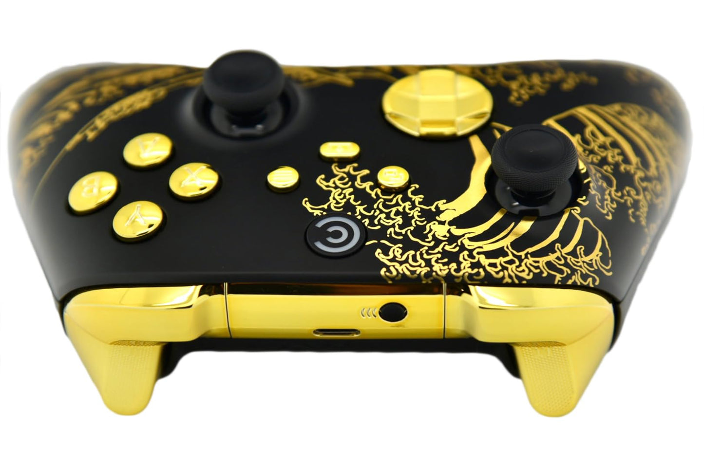 Custom Controllerzz Wireless Controller for Xbox & PC - Golden Waves & Gold Chrome Inserts