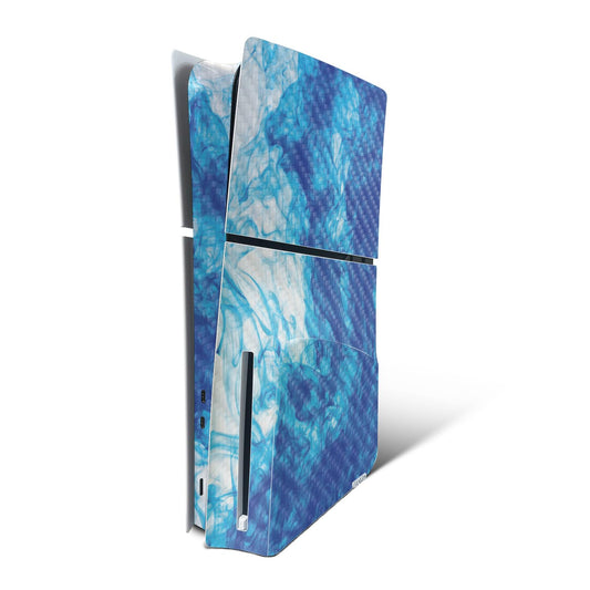 MightySkins Carbon Fiber Skin for PS5 Playstation 5 Slim Disc Edition Console Only - Vibrant Smoke Protective  Durable Textured Carbon Fiber Finish Easy to Apply Made in The USA