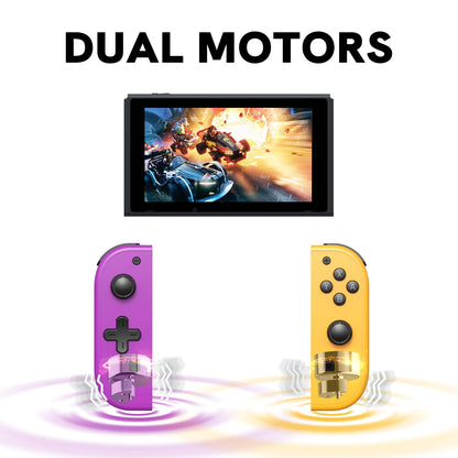 Boconna Wireless Switch Controllers for Switch/OLED/Lite - Purple & Orange, Supports Wake-up & 6-Axis Gyro, No Slide Rails