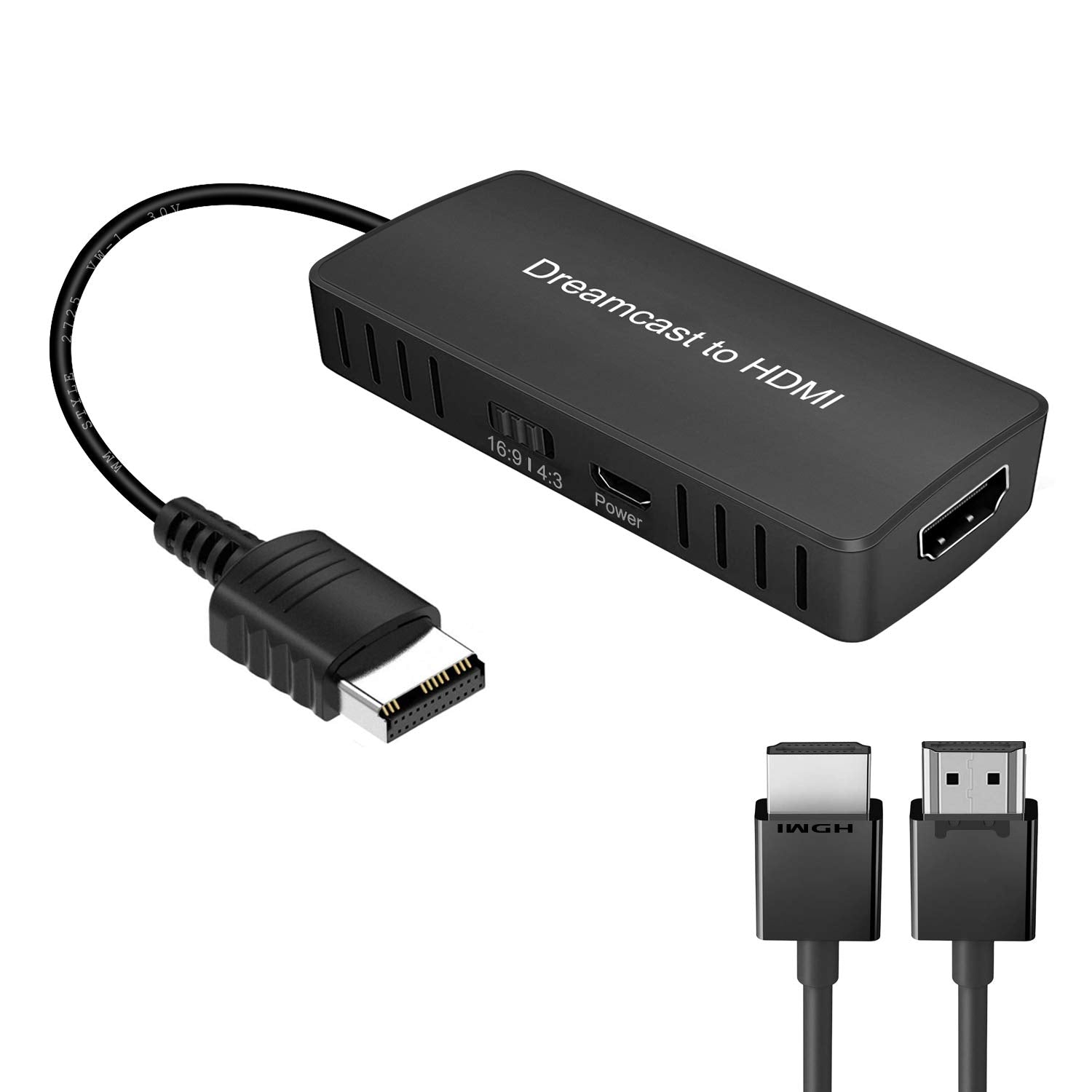 Y.D.F Dreamcast to HDMI Converter, Supports 16:9/4:3, HD Link Cable for Sega Dreamcast, Black, Model OM-087