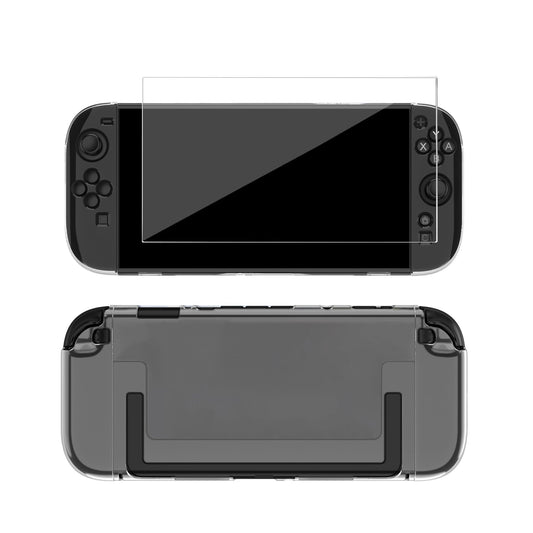 Dockable Protective Case Compatible with Switch 2 2025  Transparent PC Case with Tempered Glass Screen Protector Film  Shockproof  Scratch-Resistant  Easy to Install  Accessories for Switch 2