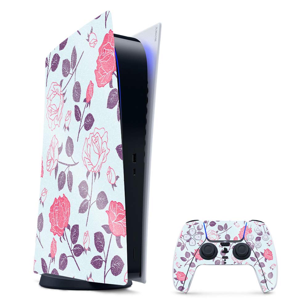 MightySkins Glossy Glitter Gaming Skin for PS5 / PlayStation 5 Digital Edition Bundle - Vintage Floral | Durable High-Gloss Glitter Finish | Easy to Apply  Change Style | Made in The USA