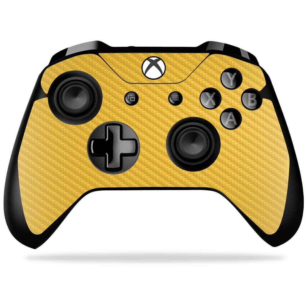 MightySkins Carbon Fiber Skin for Microsoft Xbox One X Controller - Solid Marigold | Protective  Durable Textured Carbon Fiber Finish | Easy to Apply  Remove  and Change Styles | Made in The USA