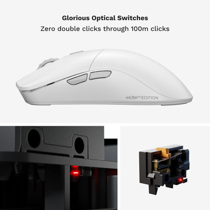 Glorious Gaming Model O 2 PRO Wireless Mouse - 4K/8K, 59g Ultralight, 26K DPI, 2.4GHz, White, Ambidextr