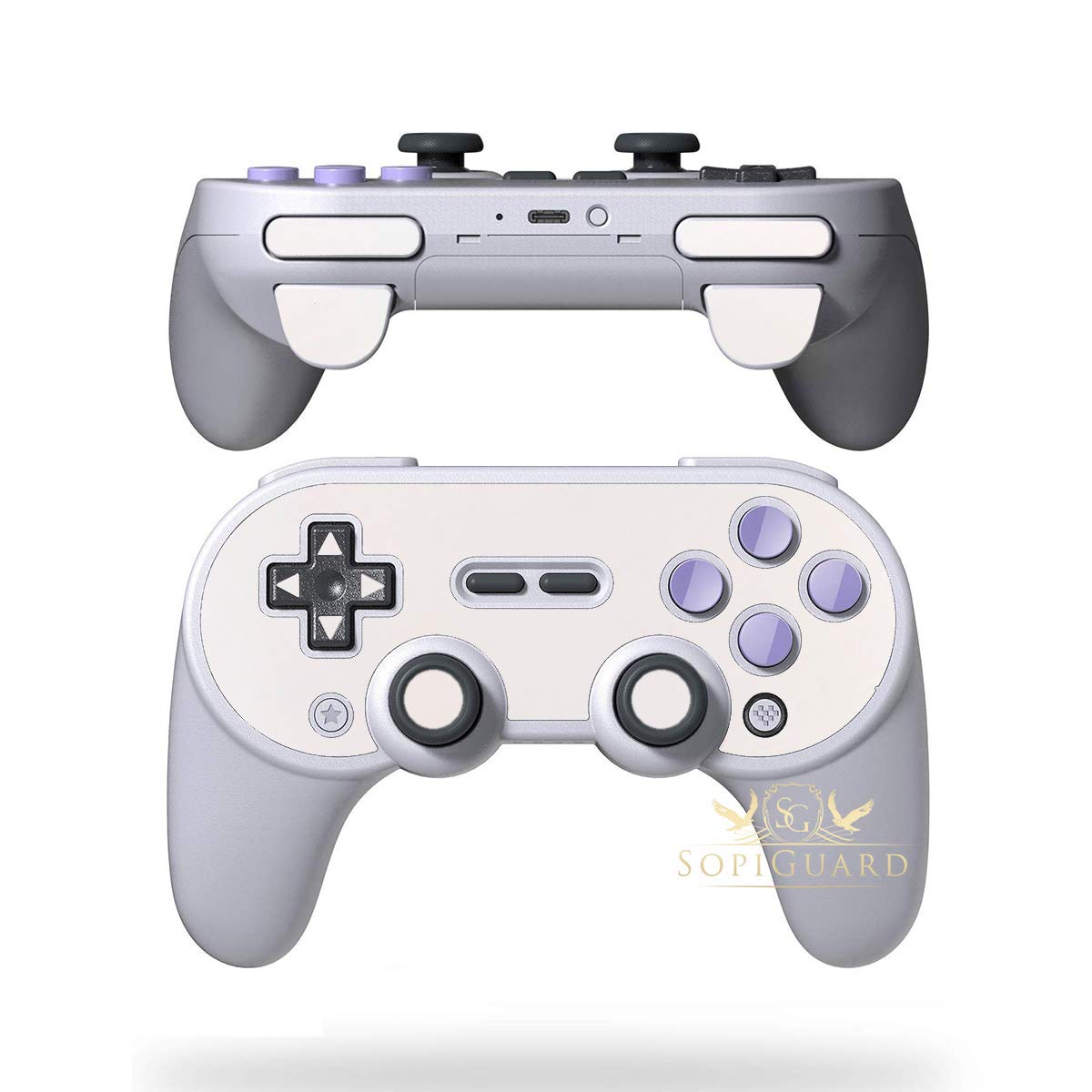 SopiGuard Skin for 8BitDo SN30 Pro+ Controller Precision Cut Vinyl Sticker Wrap (Icy Pearl White)