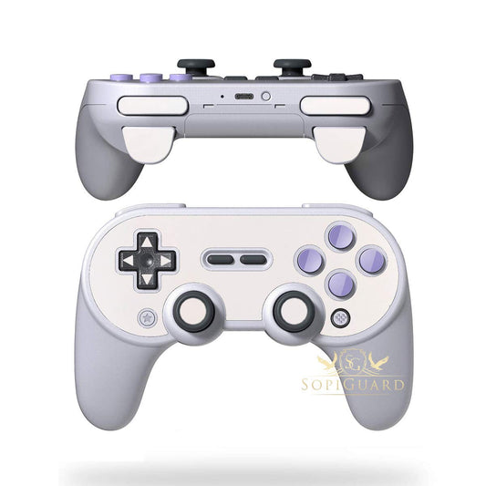 SopiGuard Skin for 8BitDo SN30 Pro+ Controller Precision Cut Vinyl Sticker Wrap (Icy Pearl White)