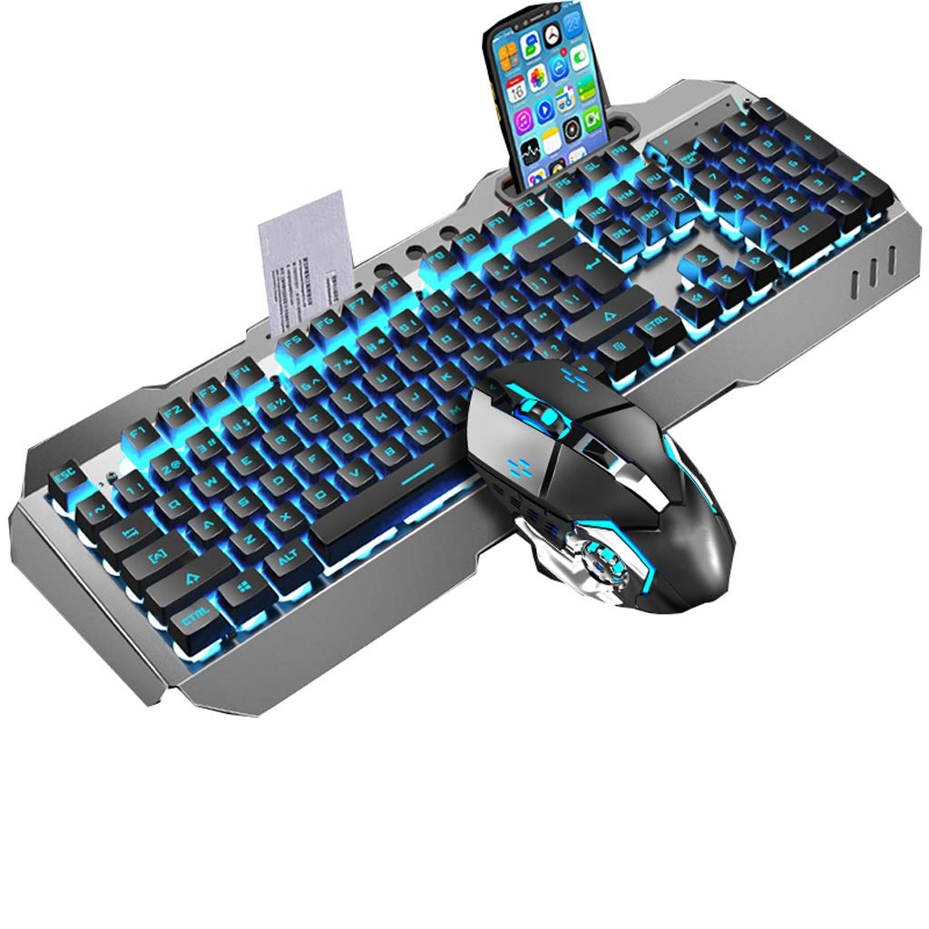 ARCH Waterproof Gaming Keyboard with Multimedia Knob, Knob Ergonomics Mechanical Keyboard with Mobile Phone Holder Slot,for Wind